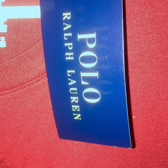 Mens Polo Ralph Lauren Cotton blend crew neck T-shirt, Burnt red, logo, NWT - Picture 6 of 7